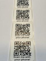 [QTY 1000] CUSTOM PRINTED QR CODE LABELS -1 INCH SQUARE-DURABLE POLYPROP... - £38.69 GBP