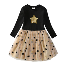 NEW Flip Sequin Gold Star Girls Long Sleeve Christmas Tutu Dress 3-4 - £10.27 GBP