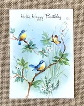 Ephemera Vintage Hallmark Birthday Greeting Card Bluebirds Butterfly 1960s - $4.95