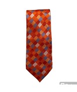 Stafford Essentials Mens Tie Orange Blue Gingham Traditional Silk NeckTi... - $274.97 MXN