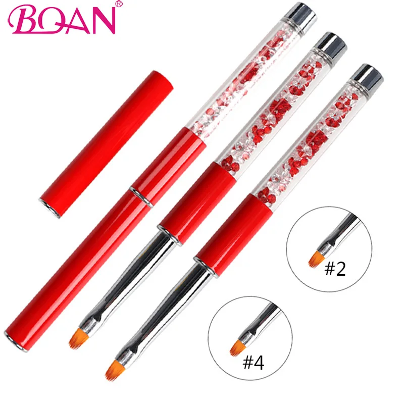 BQAN #2#4 Red Oval Brush Nail Art Brush Rhinestone Handle Nail Art Pen B... - £13.70 GBP
