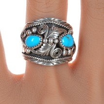 sz11.5 Vintage Navajo silver and turquoise ring - £106.84 GBP