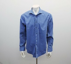Calvin Klein Non Iron Men&#39;s Button Up Dress Shirt 17 Blue Polka Dot Patt... - $148.98 MXN