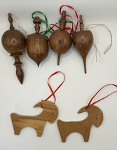 Vintage Handmade Lot of 6 Christmas Ornaments MCM Wooden Hollow Globe Fi... - £43.87 GBP