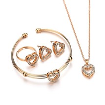 4 pcs Cute Heart Shaped Bracelet Neclace Earrings Sets Jewelry Crystal Kid Child - £18.79 GBP