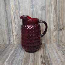 Vintage Ruby Red Bubble Pitcher, Anchor Hocking 64 oz - $58.00