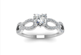 2.50Ct Heart Simulated Diamond Twist Wedding Ring 14K White Gold Plated - £61.42 GBP