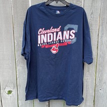 Cleveland Indians Baseball Adult Men 3XL Blue S/S Majestic T-Shirt MLB Wahoo - $19.79