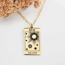 Bronze Star Tarot Card Necklace with Gold Fill Chain - $54.48