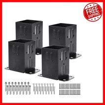 Sturdy 13GA Steel Post Bases with Screws &amp; Anchors - Fits Standard 4x4 P... - $1,072.08 MXN