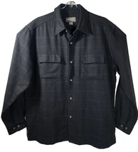 Eddie Bauer Men L Wool Blend Pint Stripe Black Button Down Long Sleeve S... - $54.65