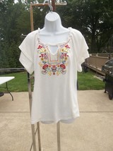 Nwt New York Laundry White Emb Peasant Top L - $14.99