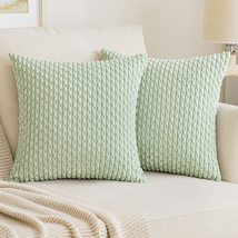 EMEMA Throw Pillow Covers Soft Corduroy Decorative Boho Striped Pillowcases Squa - £14.32 GBP