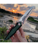NEW HQ FOLDING POCKET KNIFE D2 BLADE G10 HANDLE BALL BEARING HUNTING OUT... - $1,334.36 MXN