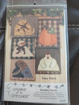 NEW Caught Up In Stitches Country Towels Applique Embroidery Pattern Prim Rustic - $8.54