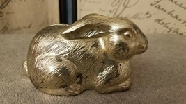 Vintage Silver Tone Bunny Rabbit Coin Bank Made In Japan by Bridalane - £14.92 GBP