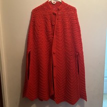 1970’s Red Knitted Cape Poncho - £11.34 GBP