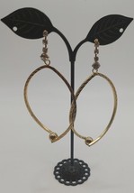 JEWELRY Goldtone Hoop Drop Gemstone Earrings Costume - $6.92