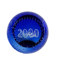 Caithness Millennium 2000 Blue Glass Paperweight Scotland - £15.57 GBP