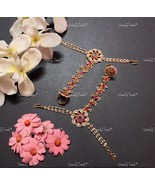VernioQ Trends-Traditional Gold Plated Kemp Stone Pachi Kundan Haath Phool - $166.48 CAD