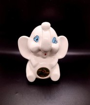 Vintage Mid-century Elephant Florida Ceramic Bank White Kitschy Handpainted - $12.34