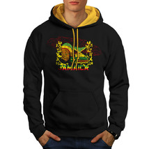 Wellcoda Jamaica Rasta Mens Contrast Hoodie, Carribean Casual Jumper - £31.46 GBP