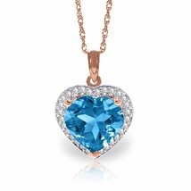 6.44 Carat 14K Solid Rose Gold Elizabeth Blue Topaz Diamond Necklace 14&quot;-24&quot;  - £400.01 GBP