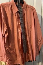 Alexander Julian Colours Button Up Shirt XL Salmon Long Sleeve with Stafford Tie - £10.39 GBP