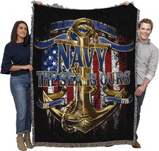 PCW - US Navy The Sea is Ours Blanket - Gift Military Tapestry Throw, 72x54 - £62.34 GBP