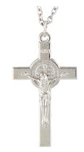 Saint Benedict Silver Crucifix  24&quot; Necklace,  New #AB-291-R2 - €6,86 EUR