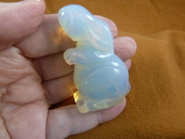 (Y-BUN-ST-720) White Opalite gem BUNNY RABBIT gemstone carving FIGURINE ... - $17.53