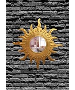 Golden Sunburst Resin Wall Mirror: Art Deco Style, Handmade - $1,758.26 MXN