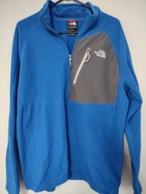 Men&#39;s North Face Quarterzip Fleece Pullover Blue X-Large Zippered Breast Pocket - £18.84 GBP