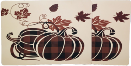 Set of 2 Vinyl w/Foam Back Placemats (13&quot; x 18&quot;) LEAVES &amp; PLAID PUMPKINS... - $13.85