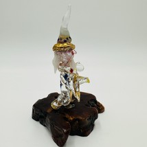 Wizard Hand Blown Glass Magic Ball Murano Style Wood Base Home Deco Flaw... - $26.10