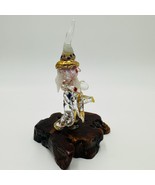 Wizard Hand Blown Glass Magic Ball Murano Style Wood Base Home Deco Flaw... - $26.10
