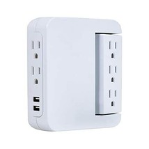 GE Pro Side-Access Swivel Surge Protector 5-Outlet Extender w/ 2 USB New Sealed - £23.71 GBP