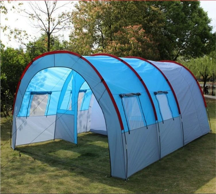 Large Camping tent Waterproof Canvas Fiberglass 5-8 People Family Tunnel 10 - £289.52 GBP
