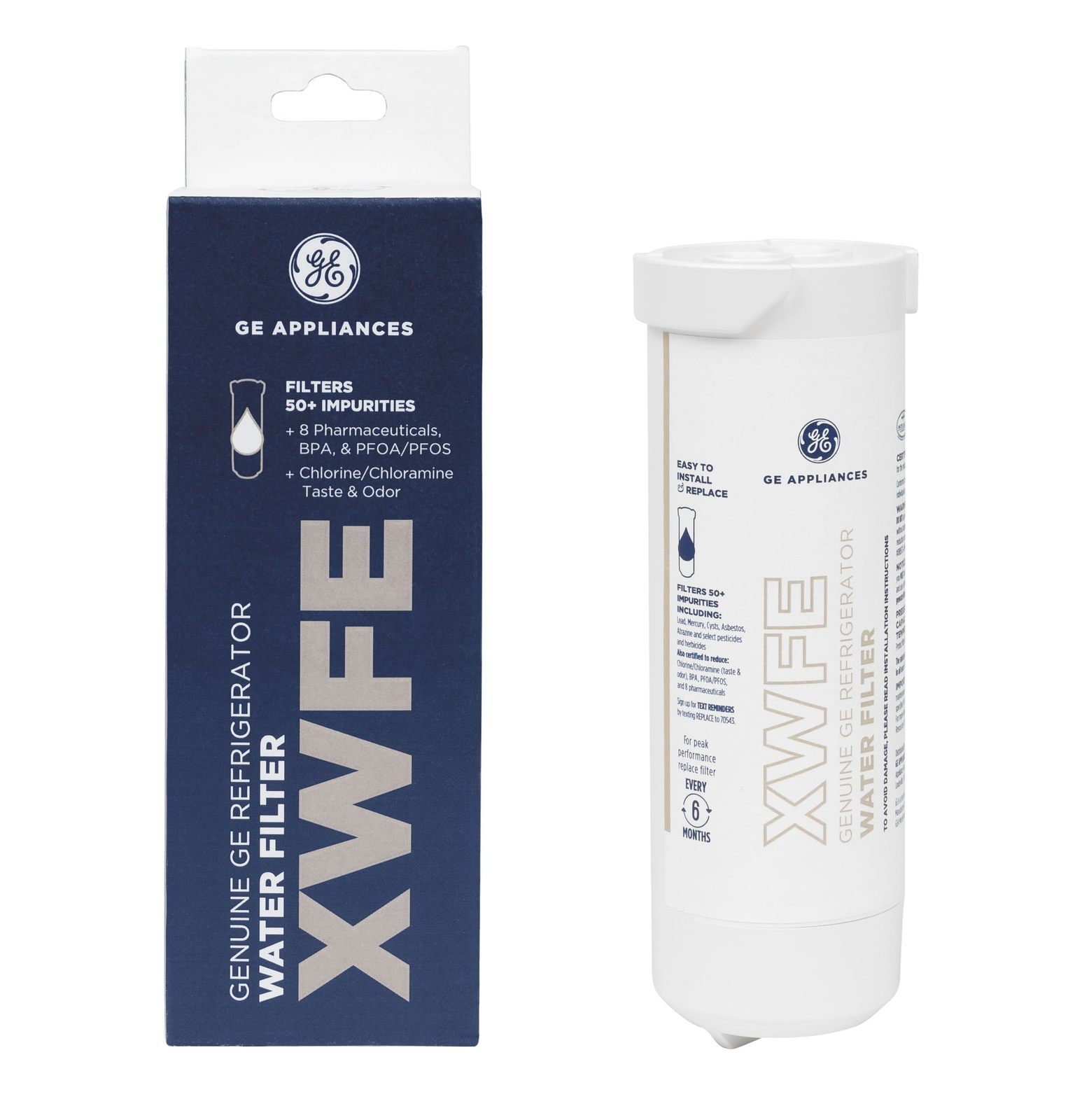 GE XWFE Refrigerator Water Filter, Genuine Replacement Filter, Certified to Red