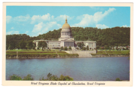 Vtg Postcard-West Virginia State Capitol at Charleston, WV-Lake-WB-WV1 - £1.58 GBP