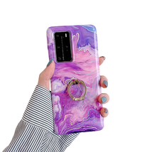 Anymob Samsung Purple Violet Marble Finger Ring Phone Case Soft Silicon Cover - £23.10 GBP