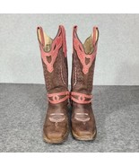 African Boots Women&#39;s Leather Boots Brown Pink Cowboy Cowgirl Western 7.... - $35.56