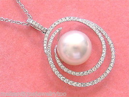 Estate 12mm South Sea Pearl .77ctw Diamond Spiral 18K Pendant 18” Necklace Italy - £2,293.73 GBP
