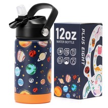 Kids Insulated Water Bottle With Straw Lid, 12 Oz Bpa-Free Double Wall Vacuum Tu - £49.36 GBP