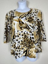 Women With Control Renée Greenstein Size XL Animal Print Knit Top 3/4 Sleeve - £7.25 GBP