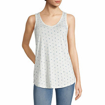 a.n.a. Women&#39;s V Neck Sleeveless Tank Top Shirt SMALL White Shibori Geo New - £9.27 GBP