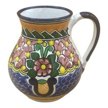 Mexican Puebla Talavera Signed Hernandez Folk Art Pottery Wine Pitcher Jug - £33.50 GBP