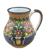 Mexican Puebla Talavera Signed Hernandez Folk Art Pottery Wine Pitcher Jug - £33.25 GBP