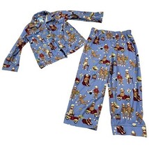 Kids 4T Nick &amp; Nora Sleepwear Pajama Set Blue Sock Monkey Polyester Flannel - $36.29 CAD