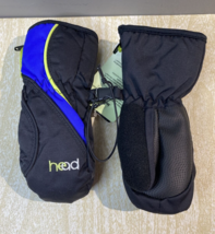 HEAD  Thermal Fleece Mittens black with blue, size XXS, New Without Tags - £3.92 GBP